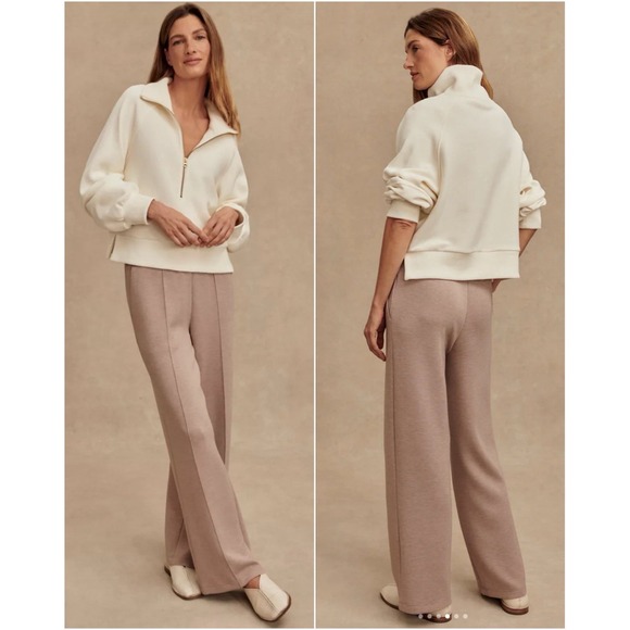 Varley Sweaters - Varley Milano Half Zip Sweat Ivory Ottoman Rib Knit Pullover Women's L